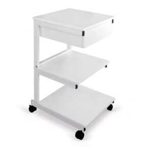 Stolik pod aparaturę aluminiowy Juventas III półki + szuflada – wynajem – wynajem FizjoNaWynos.pl