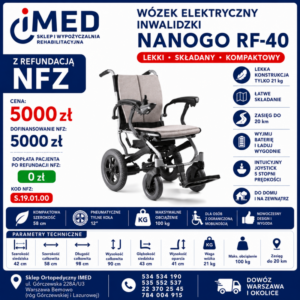 WÓZEK ELEKTRYCZNY INWALIDZKI NANOGO RF-40 – NFZ – wynajem – wynajem FizjoNaWynos.pl