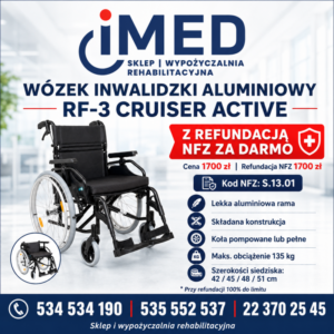 WÓZEK INWALIDZKI RF-3 CRUISER ACTIVE NFZ – wynajem – wynajem FizjoNaWynos.pl