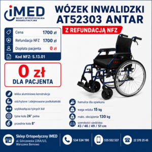 WÓZEK INWALIDZKI AT52303 NFZ – wynajem – wynajem FizjoNaWynos.pl