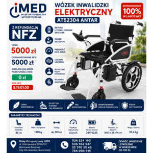 WÓZEK INWALIDZKI ELEKTRYCZNY AT52304 ANTAR NFZ – wynajem – wynajem FizjoNaWynos.pl