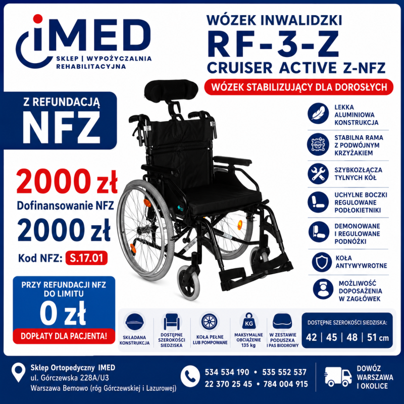 WÓZEK INWALIDZKI RF-3-Z CRUISER ACTIVE Z-NFZ – wynajem