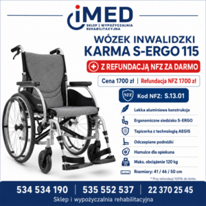 Wózek inwalidzki s-ergo 115 NFZ – wynajem – wynajem FizjoNaWynos.pl