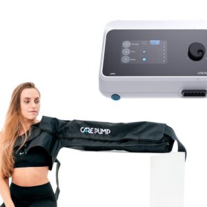 Zestaw AMAZONKA do drenażu limfatycznego lewej ręki 6-komorowy aparat CarePump Lite6 + 1 mankiet na lewą rękę, bark i pierś – wynajem – wynajem FizjoNaWynos.pl