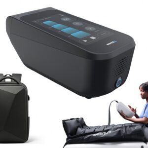 Zestaw mobilny do drenażu limfatycznego (masażu uciskowego) – 4-komorowy CarePump Move4 + rodzielacz + 2 mankiety na nogi – wynajem – wynajem FizjoNaWynos.pl