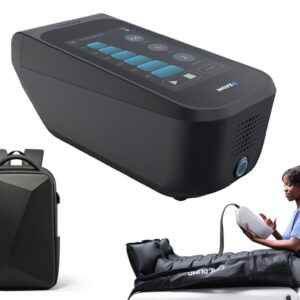 Zestaw mobilny do drenażu limfatycznego (masażu uciskowego) – 6-komorowy CarePump Move6 + rodzielacz + 2 mankiety na nogi – wynajem – wynajem FizjoNaWynos.pl